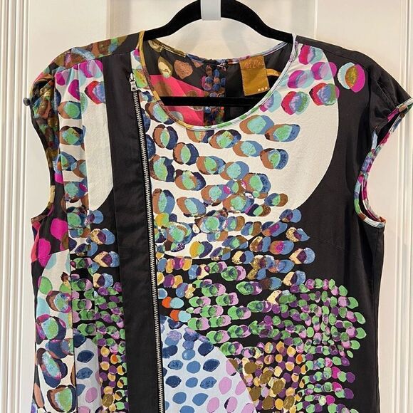 Anthropologie Ali Ro Women’s 4 100% Silk Multi Fabric Print Mini Dress Abstract - Picture 2 of 11